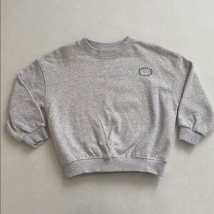 Zara Kids Light Gray Ribbed Collar Crewneck Pullover Size 3 Years